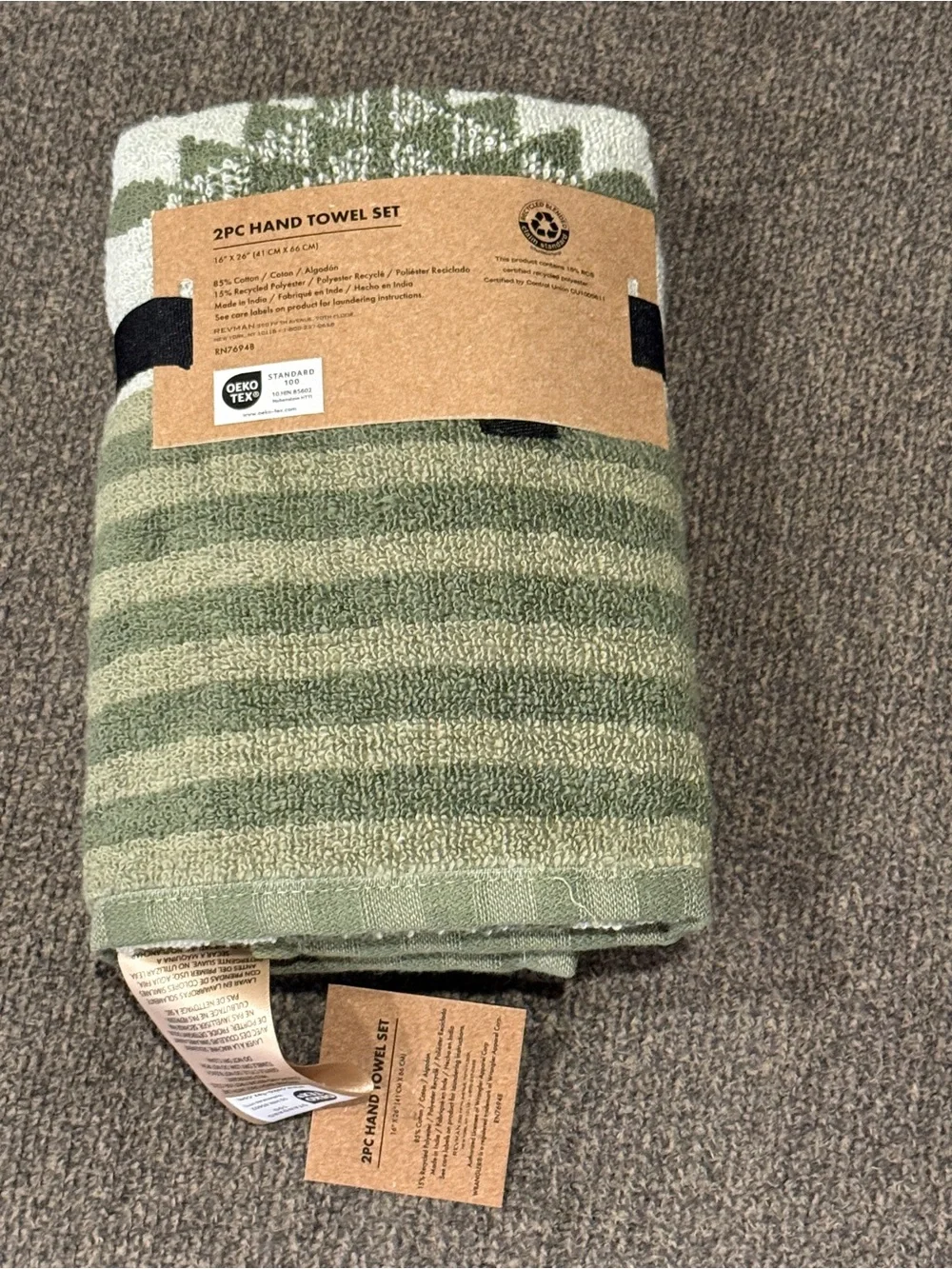 Wrangler 2 piece Hand Towel Set Green NWT